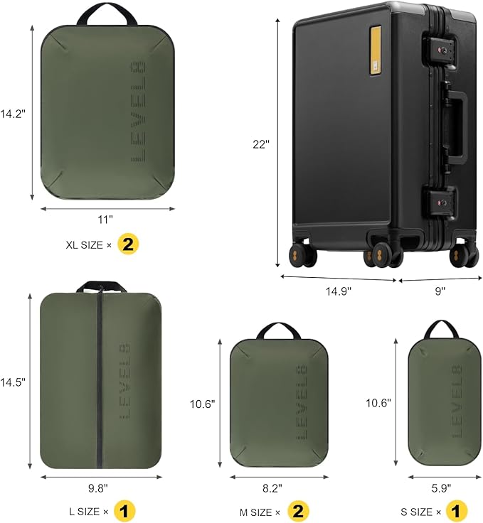 LEVEL8 Zipperless Carry On Suitcase Airline Approved with Aluminum Frame, Hard Shell Luggage with Spinner Wheels, Metal Travel Luggage, 20 Inch, Black