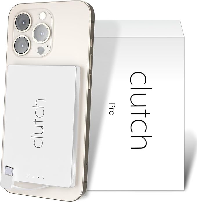 Clutch - Pro USB-C Portable Charger - Compatible with iPhone 15, 16, 17 & Android Devices - Power Bank Magnetic Battery - TSA Travel Approved - USB Rechargeable - Built-in Cable - 5000 mAh - 3.7oz