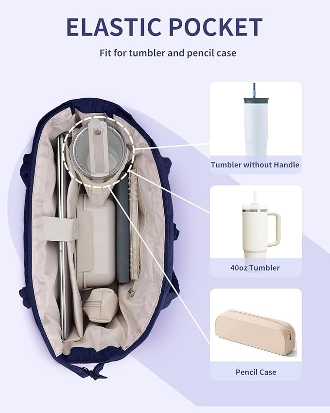 Wandering Nature Puffer Tote Bag with Cup Holder & Laptop Compartment & Trolley Sleeve for Travel, Work, Nurse, Women