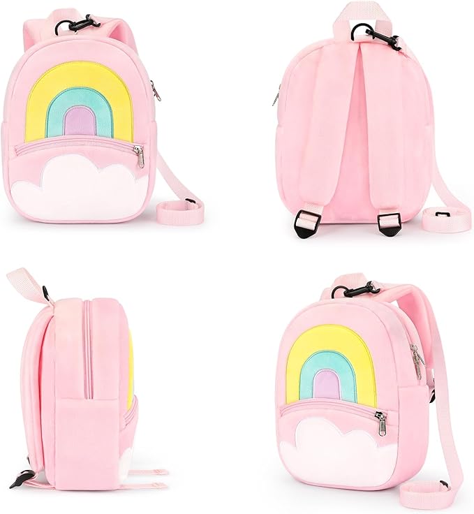 mibasies Toddler Backpacks for Girls 2-4: Plush Backpack -3D Animal Cartoon Mini Travel Bag -10 inch Toddler Backpack Leash