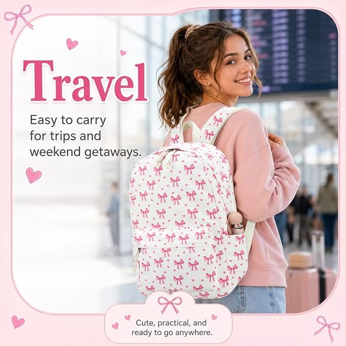 LOIDOU Backpack for Girls School Backpacks Bookbags for Elementary Middle School Women Laptop Backpacks (215 Beige, L-17)