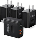 [4 Pack] USB C Charger Block, 40W 4-Port Type C Fast Charging Block Dual Port USB-C Power Adapter + Double Wall Plug Multiport USBC Brick for iPhone 16 15 14 13 12 11 Pro Max, Samsung Cube