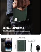 Stouchi Airtag Passport Holder – Track Your Passport, RFID Blocking Travel Wallet for Men, Slim All-in-One Organizer for Secure International Travel (Green)