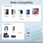 USB C Charger Block Charging Block Type C Charge 20W Wall Chargers 4 Pack for iPhone 16/16 Plus/16 Pro/16 Pro Max/iPhone 15/15 Pro/15 Pro Max/14/13/12 Pro/Samsung//Android(Blue)