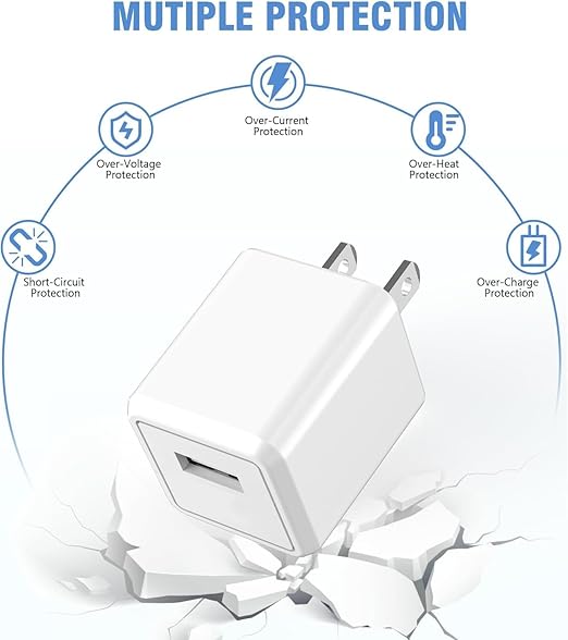 iPhone Charger,2Pack 6FT USB Wall Charger Fast Charging USB Cable Charging Cube Travel Plug Block with 6Foot Fast Cuble Lightning Cable Cord for iPhone 14 13 12 11 Pro Max XS XR X 8 7 SE2022 iPad