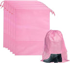 6 Pack Dust Bags for Purses and Handbags, Large Non-Woven Dustproof Drawstring Bags, Travel Shoe Bags, Purse Dust Bags for Storage with Transparent Slot - 15.7in X 19.6in, Pink