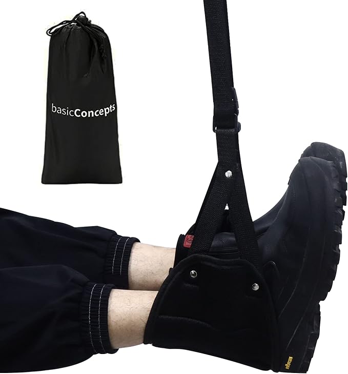 Airplane Footrest (Memory Foam) Portable Travel Foot Hammock for Flight Bus Train Office Home, Perfect Airplane or Office Footrest to Relax Your Feet