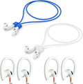 Magnetic Anti-Lost Straps Compatible with AirPods 1st to 4th Generation and AirPods Pro 1st to 4th Generation, with 2 Additional Pairs of Ear Hooks (White Blue)