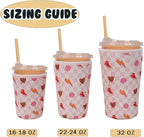 Reusable Insulated Neoprene Iced Coffee Cup Sleeve, Durable Drink Sleeve for Cold Beverages, Beverage Holder for Iced Coffee, Preppy Pink