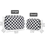 Narwey Checkered Makeup Bag Travel Cosmetic Bag Organizer Toiletry Bag Make Up Bags with Compartments for Women Girls (Large, Black Checkerboard)