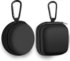 Square + Round Earbud Case Portable EVA Carrying Case Storage Bag Cell Phone Accessories Organizer with Carabiner for Earphone, Earbud, Earpieces, SD Memory Card, Camera Chips,Black