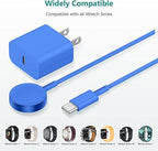 Upgraded Apple Watch Charger, Magnetic Fast Charger, USB C Charger Block Plug Adapter with 6FT iWatch Portable Wireless Fast Charging Cable Cord for iWatch Series Ultra/9/8/7/6/SE/SE2/5/4/3 Blue