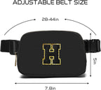 Gitus Belt Bag Fanny Pack Crossbody Bags with Initial Letter Patch Gifts for Wife Older Women Mother Coworker Bridesmaid Anniversary Travel Gifts Beach Gifts (Black-H)