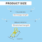 3.8M Travel Clothesline with 22 Clothes Clips, Retractable Portable Clothesline, Multifunctional Clips for for Camper Hotel Room Clothes, Books, Indoor and Outdoor, Colorful