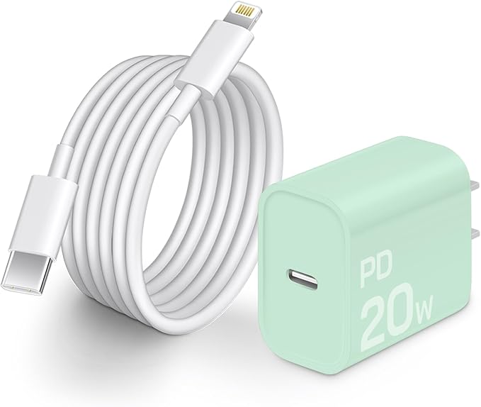 CXX Fast Charger i Phone, 20W USB C Block with 6Ft Cable Compatible with IP 14/14 Pro/14 Plus/14 Pro Max/13/13 Mini/13 Pro/13 Pro Max/12/11/X & More [Green]