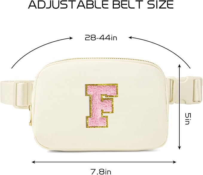 Gitus Personalized Gifts Birthday Gifts for Girls Fanny Pack Cross Body Bags with Initial Letter Preppy Stuff Gifts for Her Girlfriend Wife Sister Friends Mom (Ivory-F)