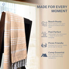 Cotton Turkish Beach Towel with Towels Oversized 36"x72" Pool Absorbent Extra Large Quick Dry Sand Travel Towel (Desert Sand, 2 Pack)