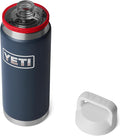 YETI Rambler 26 oz Bottle, Leakproof, Vacuum Insulated, Stainless Steel with Chug Cap, Navy/Rescue Red/White/Badge