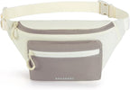 BAGSMART Fanny Packs for Women Men, Roomy Belt Bag with Adjustable Strap, Fashion Waist Packs for Running Traveling Hiking, Beige