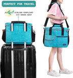 PetAmi Dog Travel Bag, Travel Pet Bag Organizer, Dog Food Travel Bag with Container Collapsible Bowls, Pet Travel Supplies Gift Accessories for Weekend Camping, Puppy Cat Diaper Bag, Teal Blue Medium