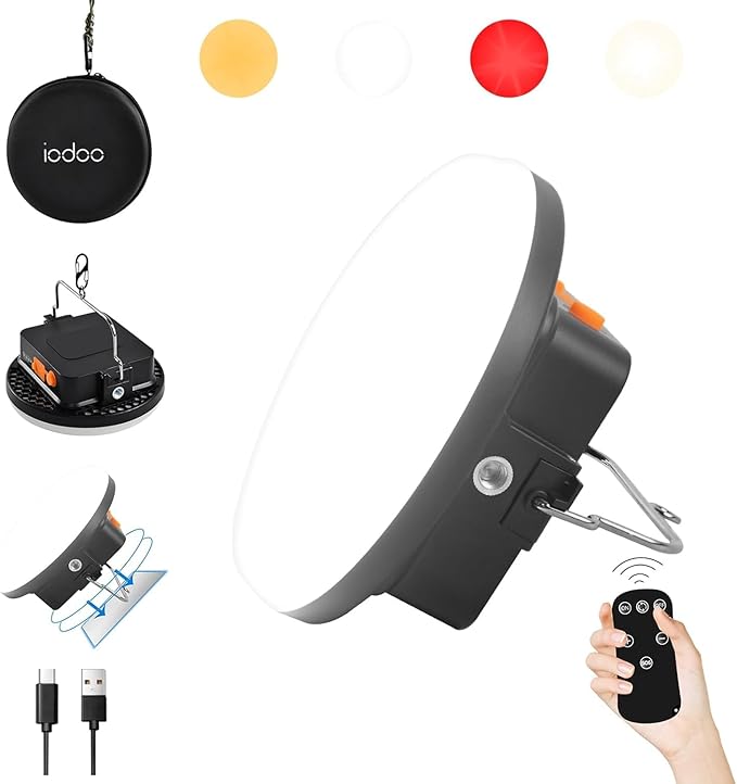 IODOO 10000mAh 30W Rechargeable Camping Light with Remote 3000LM 2700/4000/6500K/RED LED Camping Lantern Portable IP45 Waterproof Tent Lights Power Failur for Parents Christmas Gift