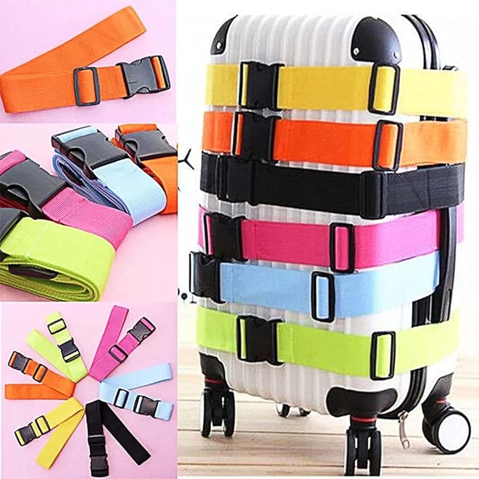 2 Pack Luggage Straps, Bright Colors Adjustable Suitcase Belts with Quick Release Buckle (DarkBlue)