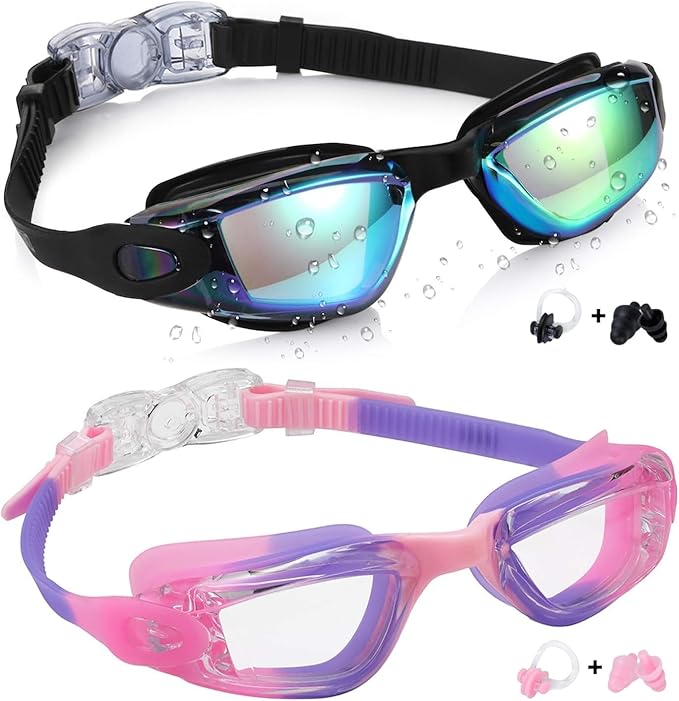 Aegend Swim Goggles for Kids Youth 3-14 Anti-Fog Anti-UV Comfort Fit Goggles for Swimming