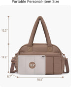 oscaurt Gym Bag for Women Puffer Duffle Bag for Travel Water Resistant Carry On Weekender Overnight Duffel Dance Bag with Shoe Compartment