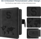 Passport Holder Wallet Cover Personalized Letter A-Z Travel Wallet RFID Blocking Passport Cover Wallet Case for Travel Passport Book Holders for Women and Men, Black-S