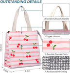 iknoe Insulated Lunch Bag for Women & Adults, 9L Foldable Wide-Open Cooler Bag with Pockets, Leakproof & Portable, for Picnic, Office, Beach(Cherry)