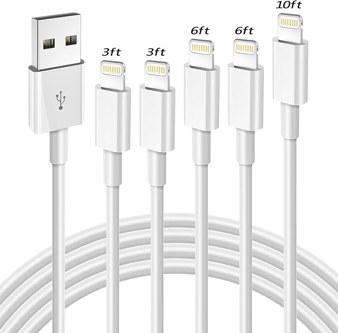 iPhone Charger(3/3/6/6/10FT) 5Pack MFi Certified Lightning Cable Fast Charging Cords Apple Charger Compatible with iPhone 14 13 12 11 XS XR X Pro Max Mini 8 7 6S 6 Plus 5S SE AirPods
