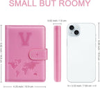 Passport Holder Cover Initail Letter A-Z Travel Wallet 3D Embossed Design RFID Blocking Card Holder Personalized Gift Passport Cover Wallet, Passport Book Holders for Women and Girls, Pink-V