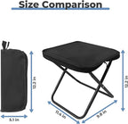 Portable Folding Camping Stool - 1.4Lbs Ultra Lightweight, 220Lbs Heavy Duty, Reinforced Steel Frame, Quick Deploy for Hiking Fishing Camping & Outdoor Events (Black)