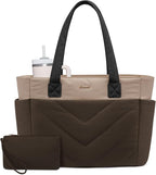LOVEVOOK Tote Bag for Women, Puffer Work Travel Handbag with Zipper for Teacher Nurse, Quilted Cute Laptop Shoulder Gym Bag
