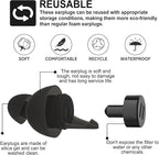 LYSIAN High Fidelity Concert Ear Plugs, 23dB Noise Reduction Musician Earplugs for Concerts, Festivals & Raves, Reusable Soft Earplugs with Aluminum Case, 2 Pairs Black