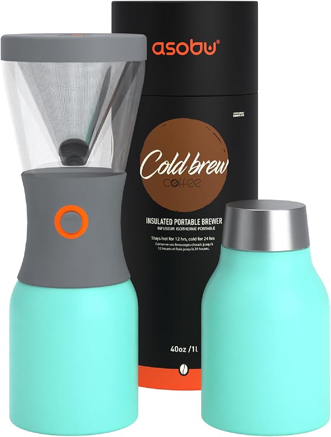 asobu Coldbrew Portable Cold Brew Coffee Maker With a Vacuum Insulated 1 Liter Stainless Steel 18/8 Carafe Bpa Free (Mint Green)…