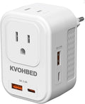 Voltage Converter US to Europe Travel: 220V to 110V Converter for European Country, Adapter with Fast Charging 2 USB A&2 Type C Worldwide Power Converter Adapter Combo for Germ, France, Italy, etc