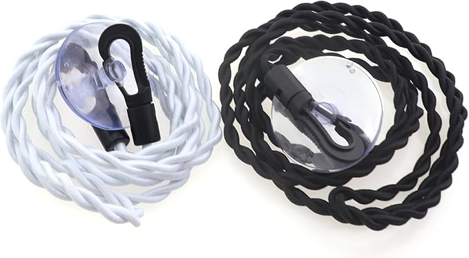 2PCS Retractable Elastic Travel Portable Clotheslines Camping Accessories with Hooks and Suction Cups 5 Feet Necessary Items for Outdoor Indoor Use Black White