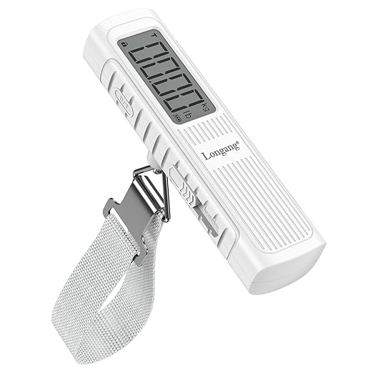 Battery-Free Digital Luggage Scale, 110lbs/50kg Portable Handheld Hanging Scale for Luggages, Suitcases, Backpacks & Bags, Easy Weighing for Travel, No Need Batteries (White)