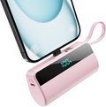 Small Portable Charger for iPhone with Built in USB C Cable, 5500mAh Mini Power Bank 20W PD Fast Charging, LCD Display Battery Pack for iPhone 17/16/15/14/13/12/11/X/8/6 Series Android Galaxy (Pink)