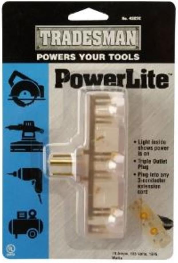 Southwire Woods Coleman Adapter - Expands Power Access - 3 Outlet Grounded Outlet Adapter - 125V 15A - Durable Clear Triple Plug Adapter - Single Pack