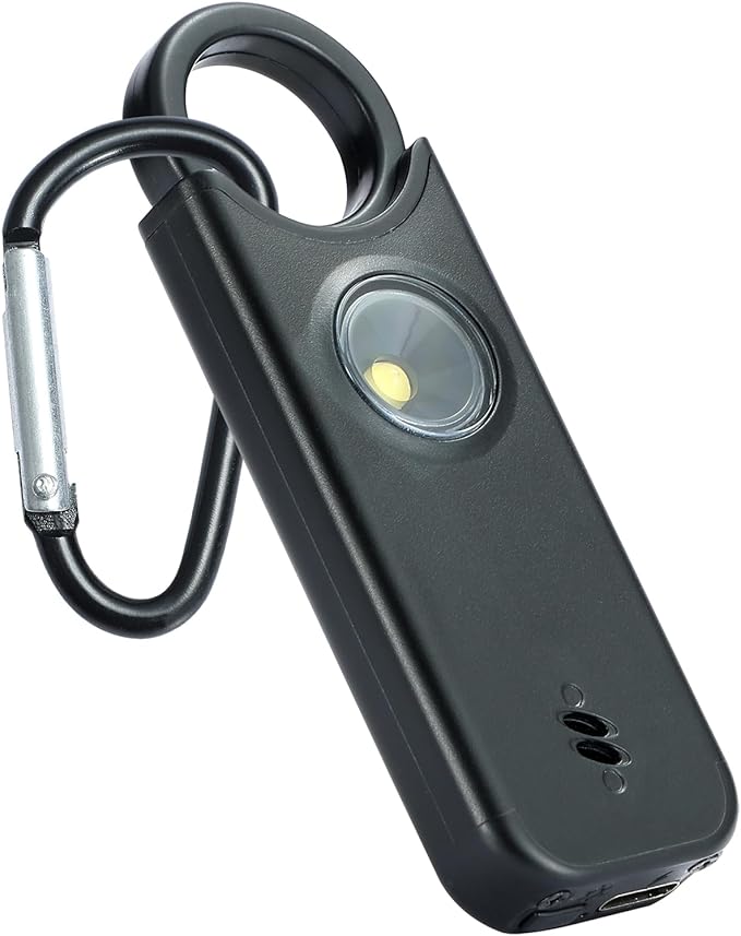 TIPSEAN Personal Safety Alarm - 135dB Ultra Loud Siren with LED Strobe Light, USB-C Rechargeable, Compact Keychain Alarm for Women/Men, Emergency Flashlight & Vibration Alert(Black)