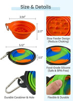 Collapsible Dog Bowl 2 Pack with Carabiners - Portable Travel Pet Food Water Bowl for Dogs Cats