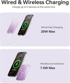 ULiXWH 10,000mAh for MagSafe Power Bank Ultra Slim, Magnetic Wireless Charger with USB-C Cable, Fast Charging Portable Battery for iPhone 17/16/15/14/13/12 Series, All-Metal Design, Purple