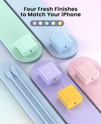 FEEL2NICE iPhone Charger Fast Charging 2 Pack Type C Wall Charger Block with 2 Pack [6FT&10FT] Long USB C to Lightning Cable for iPhone 14/13/12/12 Pro Max/11/Xs Max/XR/X,AirPods Pro,Blue