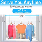 Retractable Clothesline Laundry Line Outdoor Indoor Cord Portable Travel Wall Mounted Space-Saver Single Rope String Clothes Drying Rack for Balcony Bathroom, Heavy-Duty Sold by The Chosen Ones 23.