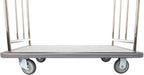 Brushed Stainless Steel Luggage Cart – 800lb Capacity – Bellman Cart w/ 5” Rubber Wheels & Gray Carpet, for Hotel, Resorts, Condos, Commercial Use (Value Valet Series)
