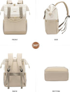 LOVEVOOK 17.3 Inch Laptop Backpack for Women, Large Capacity Travel Backpack with Organizer Bag, Waterproof Carry on Backpack Purse Work Bag with USB Port for Teacher Nurse, Beige-Khaki