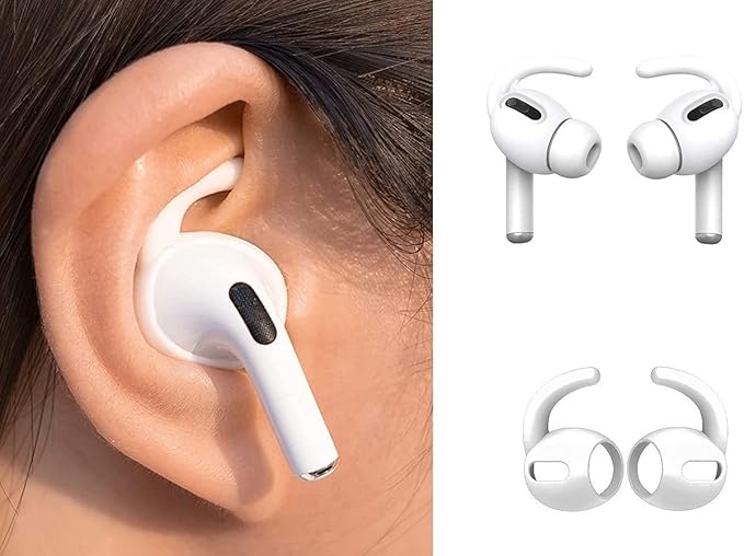 JNSA [Never Lose Your Air Pods Pro] Anti Slip Set, Sport Ear Hook Compatible with Air Pods Pro + Air Pods Pro Earbuds Ear Hooks Cover + Strap Compatible with Air Pods Pro [3in1] (White)