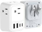 US to UK Plug Adapter, Foldable UK Travel Adapter with 4 AC Outlets 4 USB Ports(2 USB C), Type G Power Adapter for USA to Ireland England British Scotland London Hong Kong Singapore(1 Pack)
